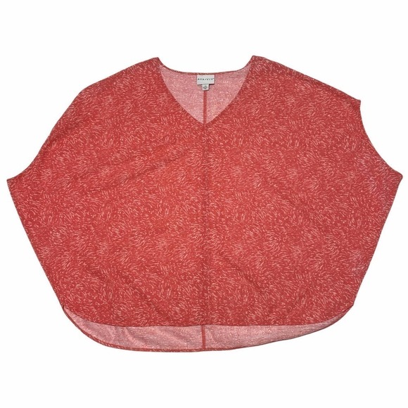 AVA & Viv Pink Printed Boxy V-Neck High Low Blouse - Picture 5 of 10